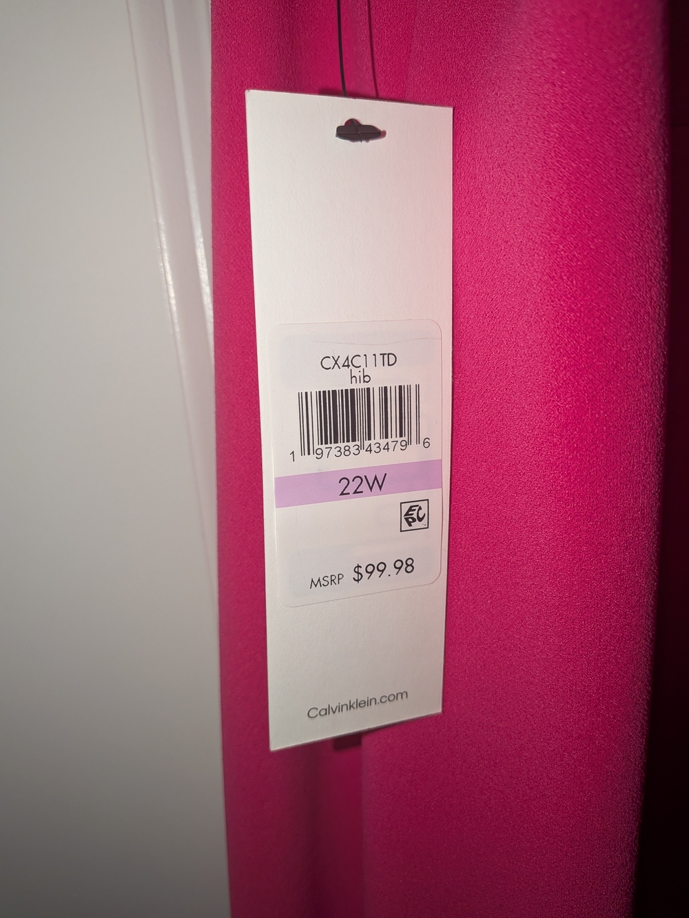Calvin Klein Hot Pink Puff-Sleeve Midi Dress - Picture 5 of 5